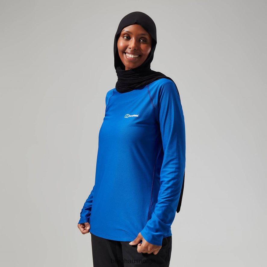 24/7 tech langermet crew-t-skjorte Berghaus kvinner blå F262D6503 klær