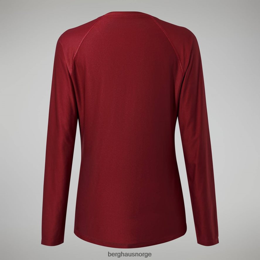 24/7 tech langermet crew-t-skjorte Berghaus kvinner mørkerød F262D6502 klær