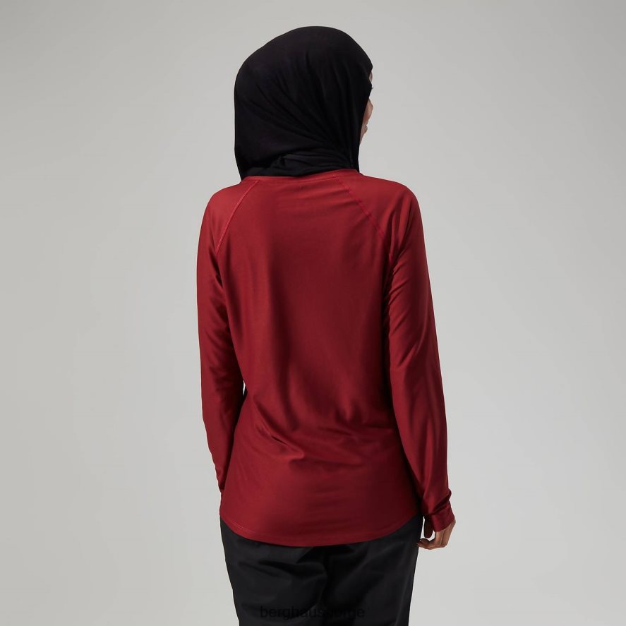 24/7 tech langermet crew-t-skjorte Berghaus kvinner mørkerød F262D6502 klær