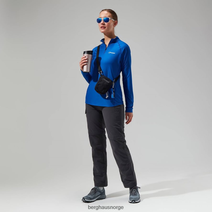 24/7 tech langermet t-skjorte med halv glidelås Berghaus kvinner blå F262D6505 klær