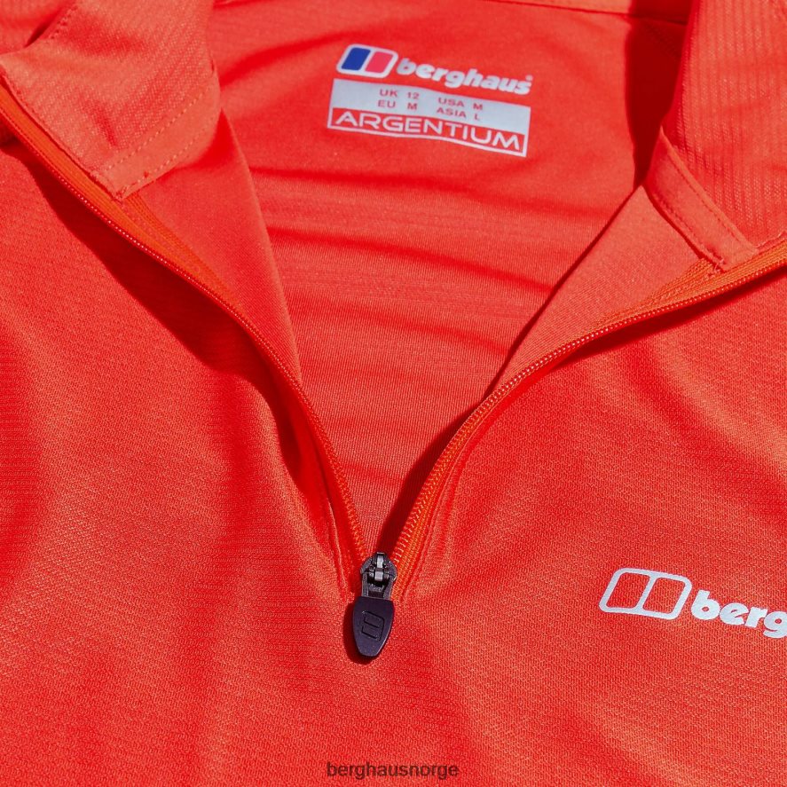 24/7 tech tee langermet halv glidelås Berghaus kvinner oransje F262D6525 klær