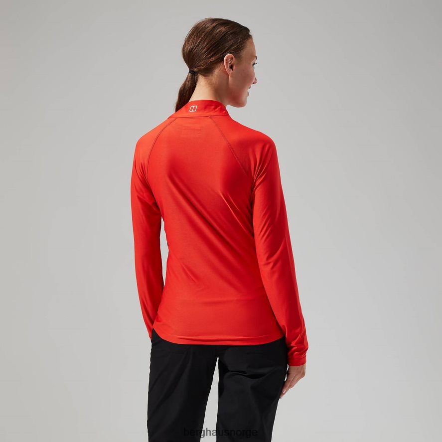 24/7 tech tee langermet halv glidelås Berghaus kvinner oransje F262D6525 klær