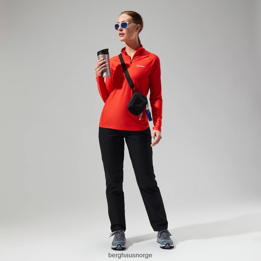24/7 tech tee langermet halv glidelås Berghaus kvinner oransje F262D6525 klær