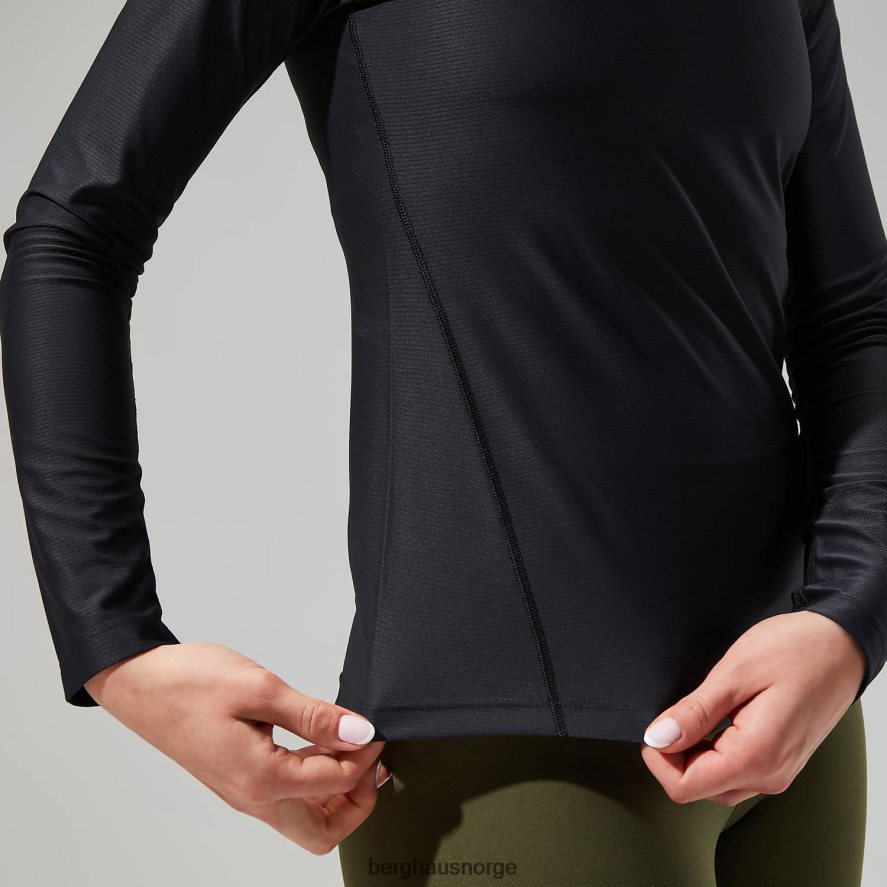 24/7 tech tee langermet halv glidelås Berghaus kvinner svart F262D6504 klær