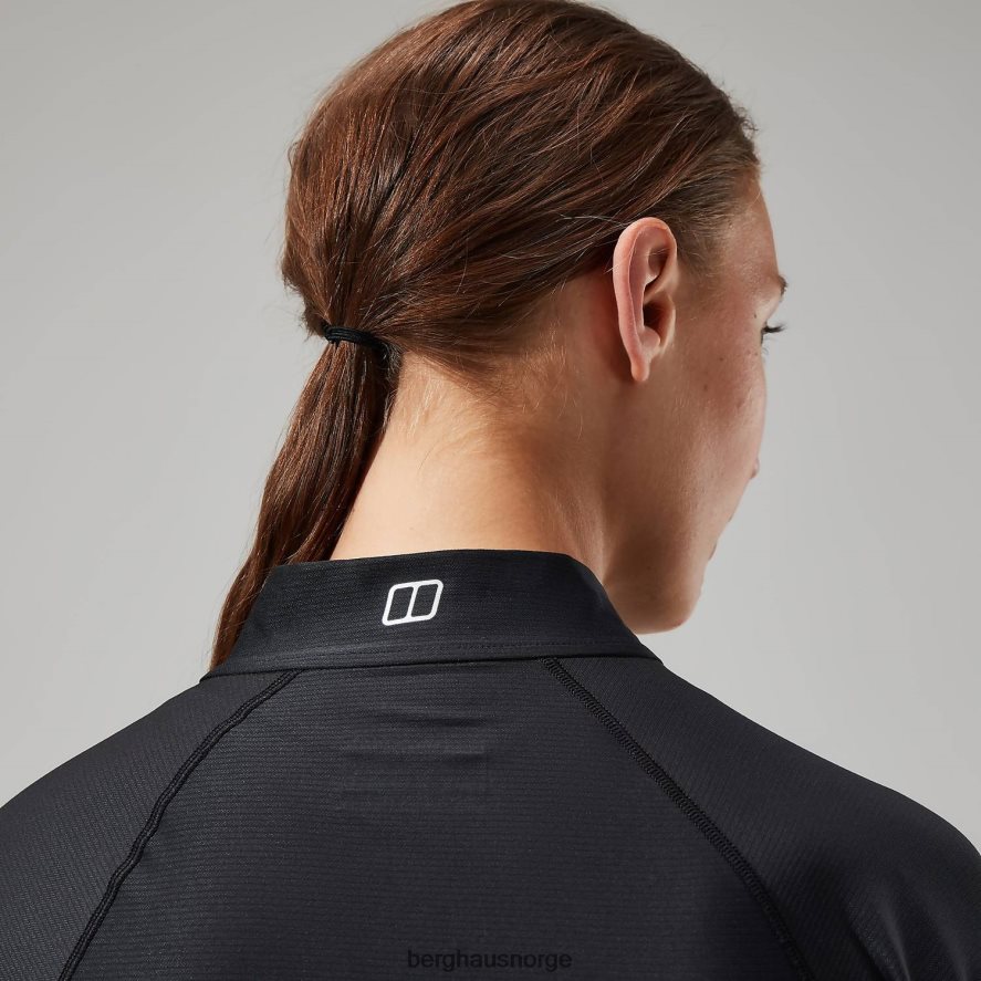 24/7 tech tee langermet halv glidelås Berghaus kvinner svart F262D6504 klær