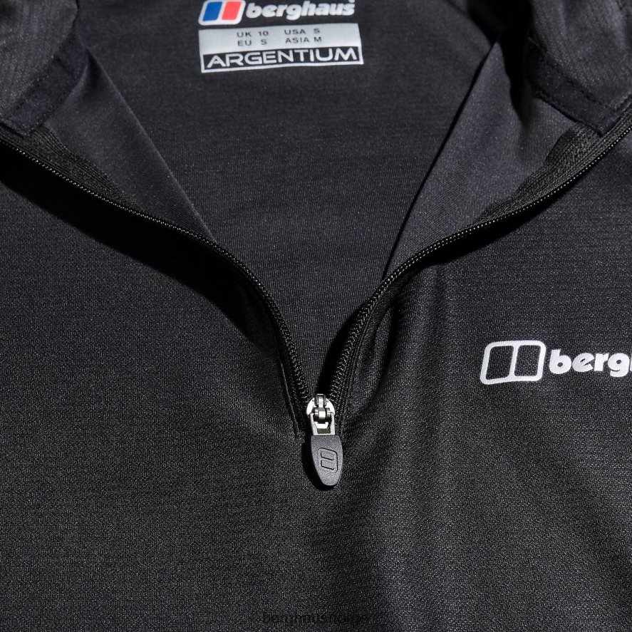 24/7 tech tee langermet halv glidelås Berghaus kvinner svart F262D6504 klær