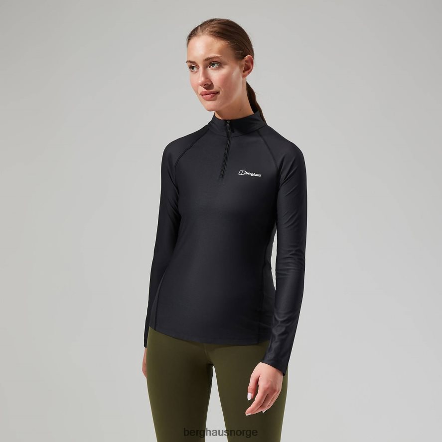 24/7 tech tee langermet halv glidelås Berghaus kvinner svart F262D6504 klær