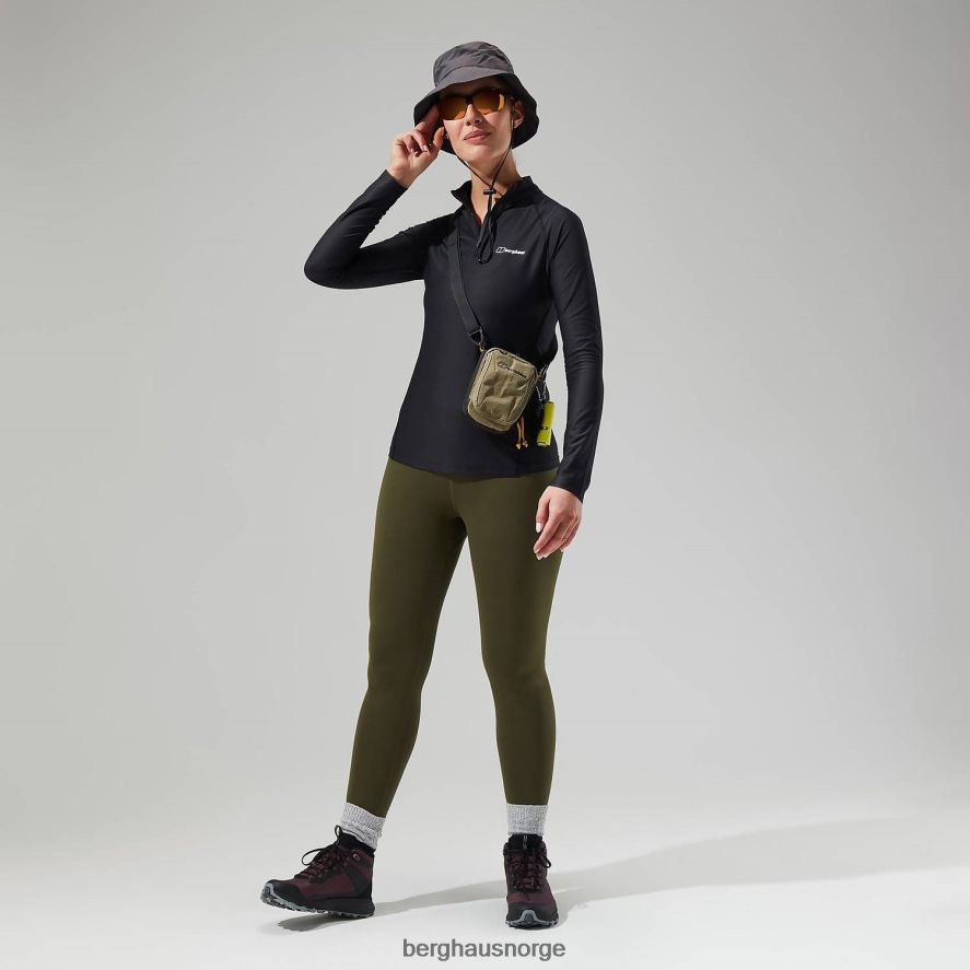 24/7 tech tee langermet halv glidelås Berghaus kvinner svart F262D6504 klær