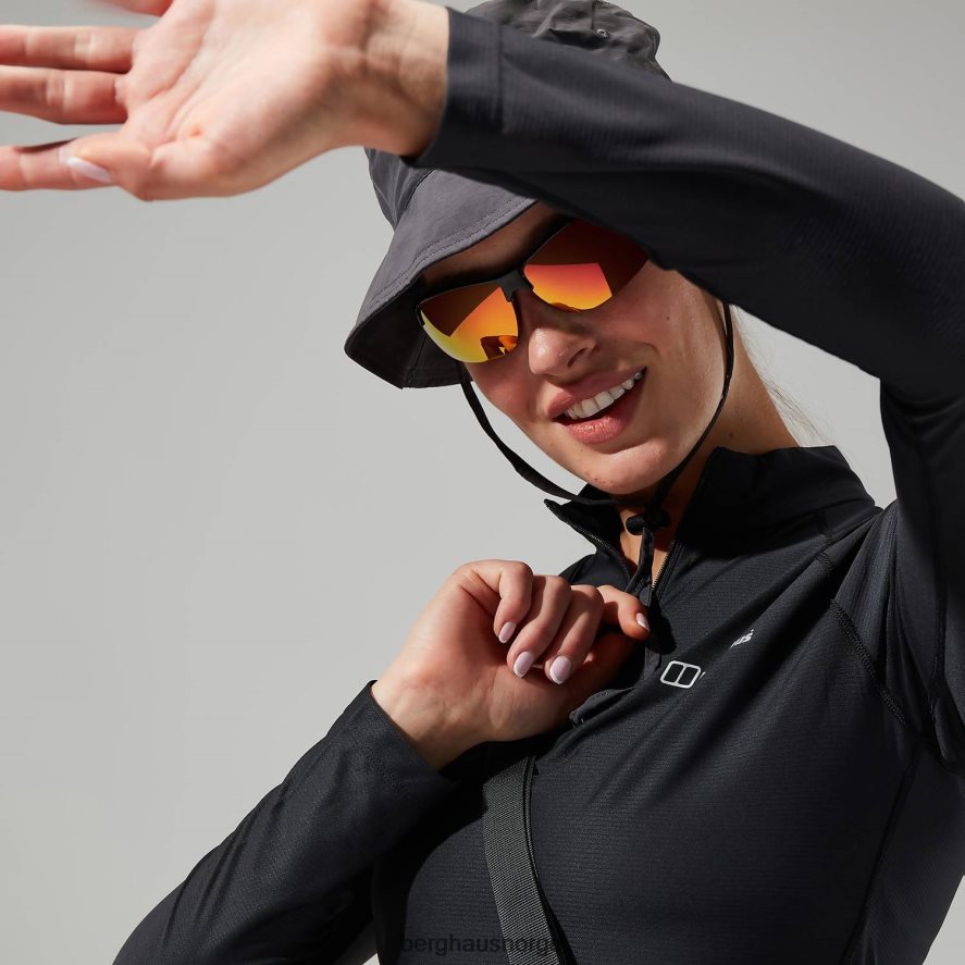 24/7 tech tee langermet halv glidelås Berghaus kvinner svart F262D6504 klær