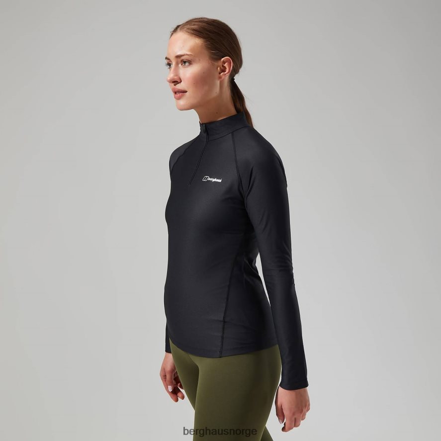 24/7 tech tee langermet halv glidelås Berghaus kvinner svart F262D6504 klær