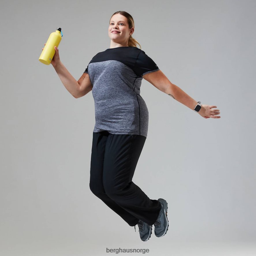 voyager tech tee kortermet mannskap Berghaus kvinner mørk grå/svart F262D6513 klær