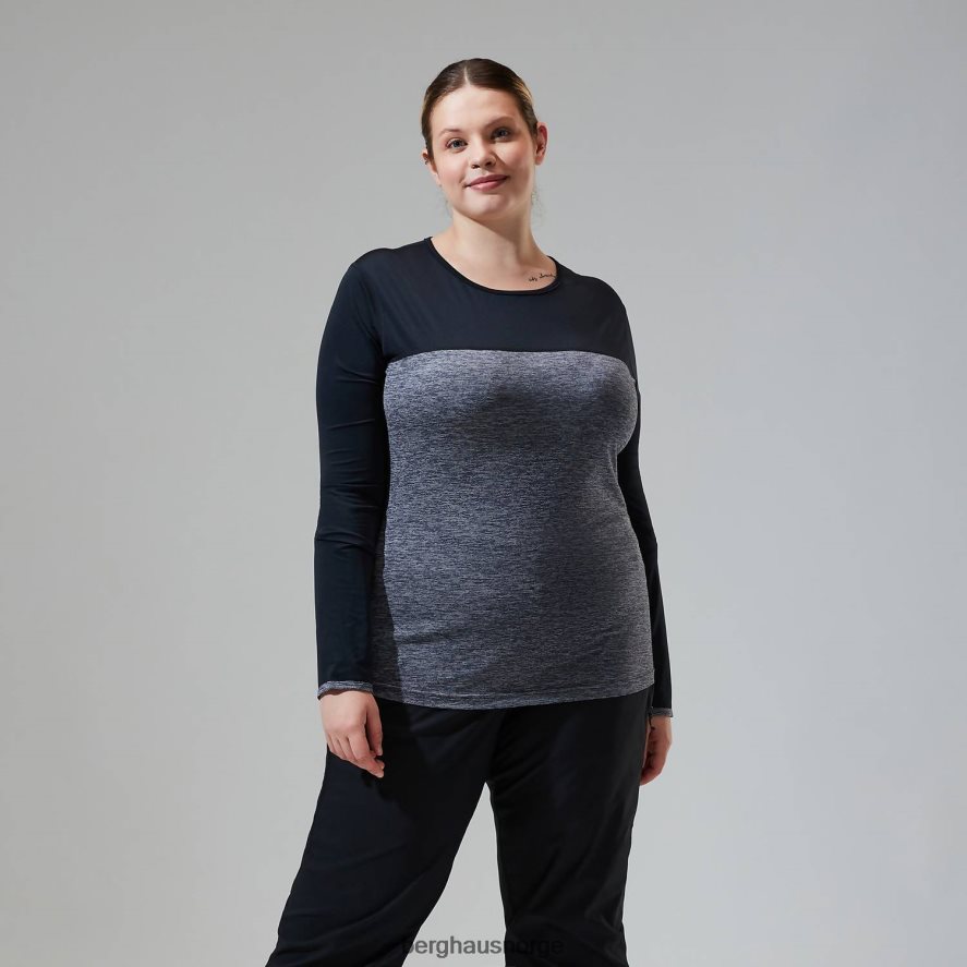 voyager tech tee langermet mannskap Berghaus kvinner mørk grå/svart F262D6510 klær