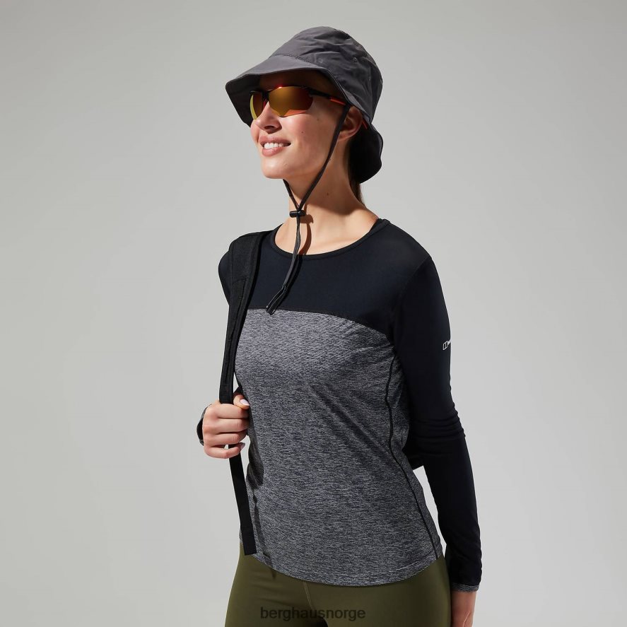 voyager tech tee langermet mannskap Berghaus kvinner mørk grå/svart F262D6510 klær