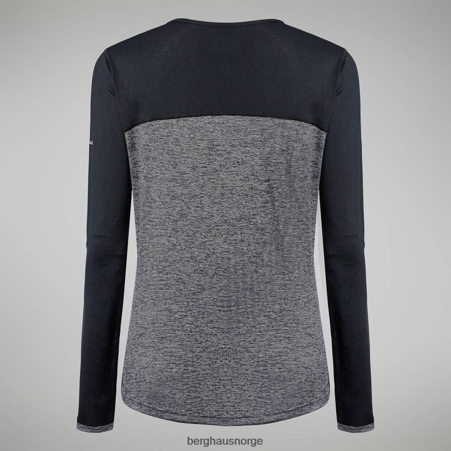 voyager tech tee langermet mannskap Berghaus kvinner mørk grå/svart F262D6510 klær