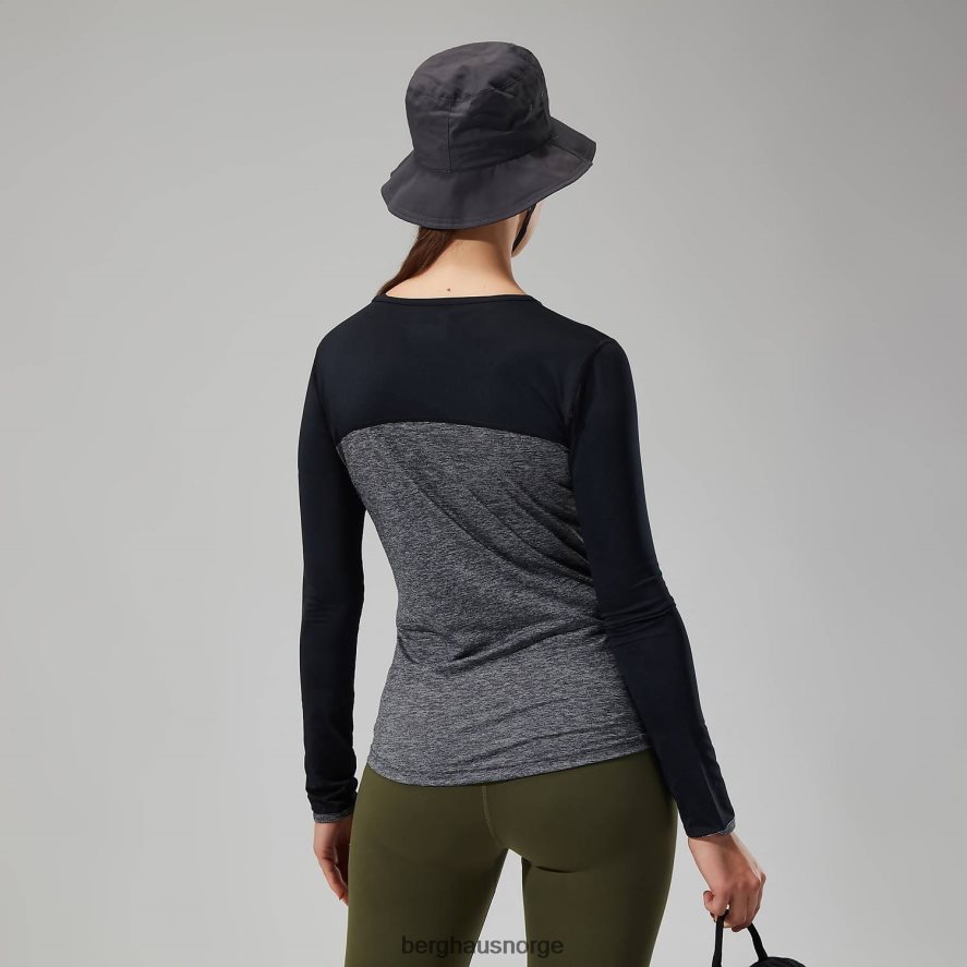 voyager tech tee langermet mannskap Berghaus kvinner mørk grå/svart F262D6510 klær