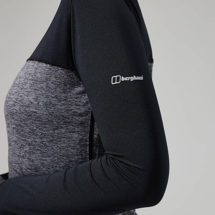 voyager tech tee langermet mannskap Berghaus kvinner mørk grå/svart F262D6510 klær