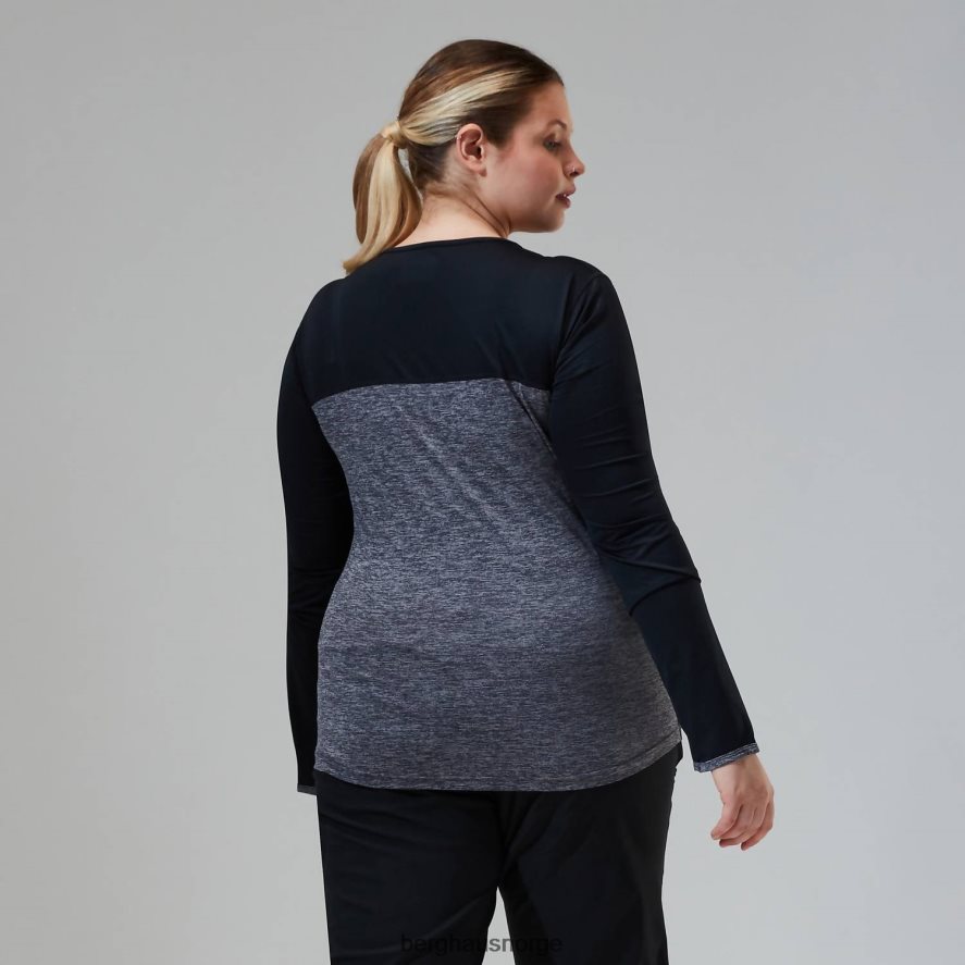 voyager tech tee langermet mannskap Berghaus kvinner mørk grå/svart F262D6510 klær