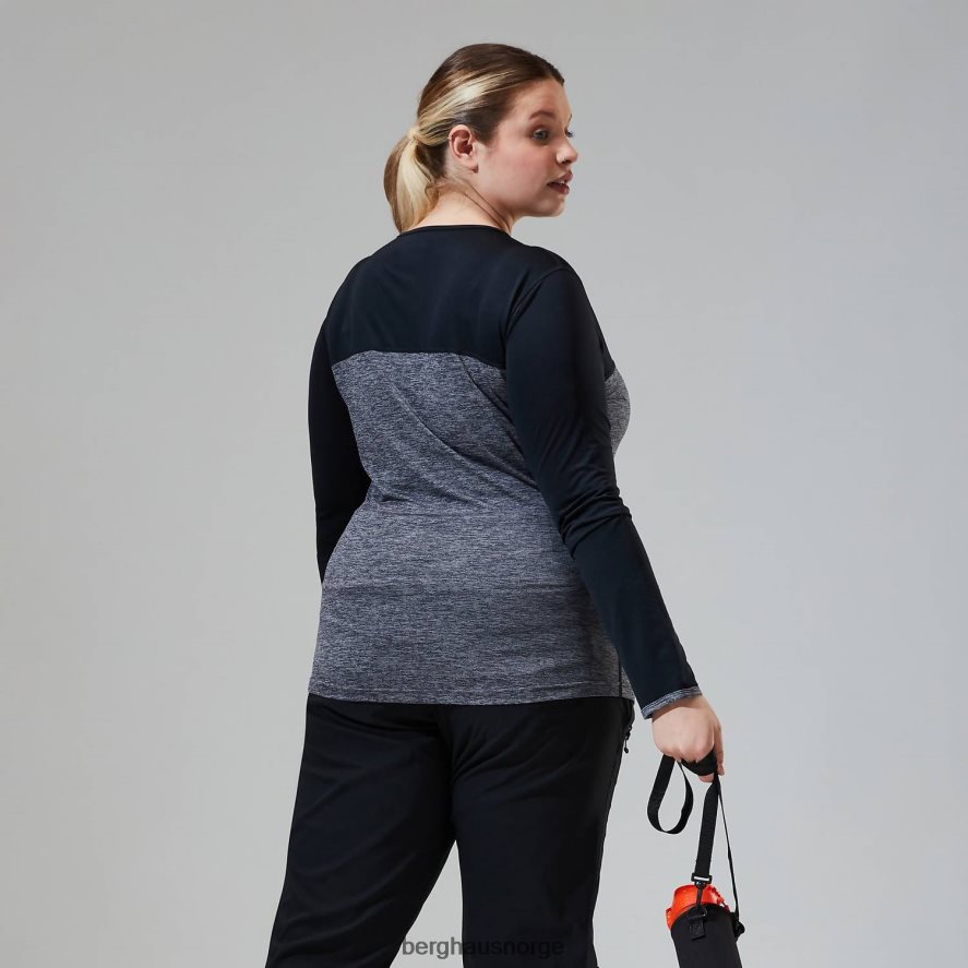 voyager tech tee langermet mannskap Berghaus kvinner mørk grå/svart F262D6510 klær