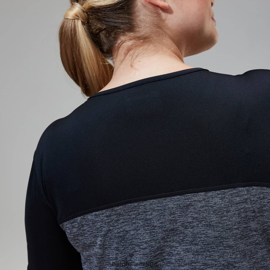 voyager tech tee langermet mannskap Berghaus kvinner mørk grå/svart F262D6510 klær