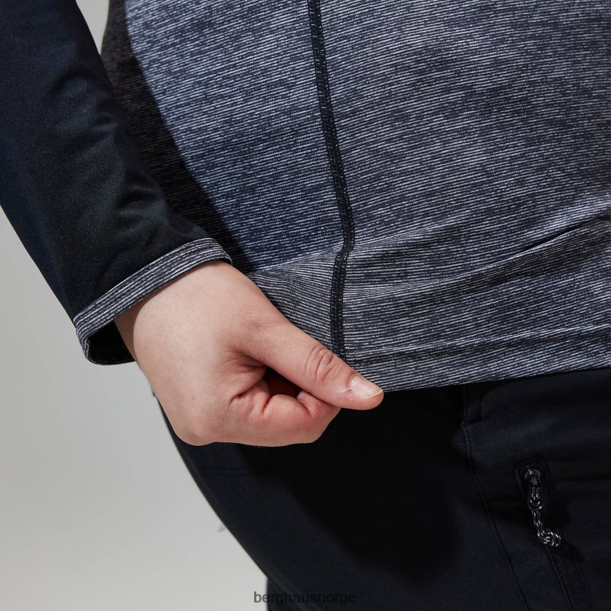 voyager tech tee langermet mannskap Berghaus kvinner mørk grå/svart F262D6510 klær