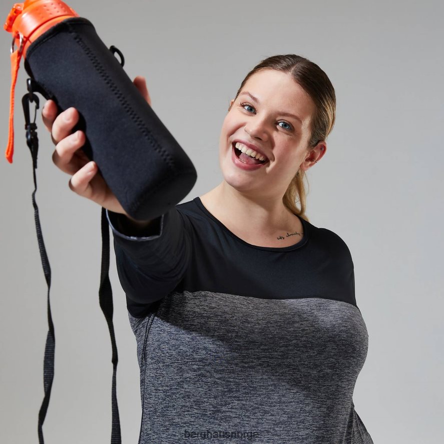 voyager tech tee langermet mannskap Berghaus kvinner mørk grå/svart F262D6510 klær