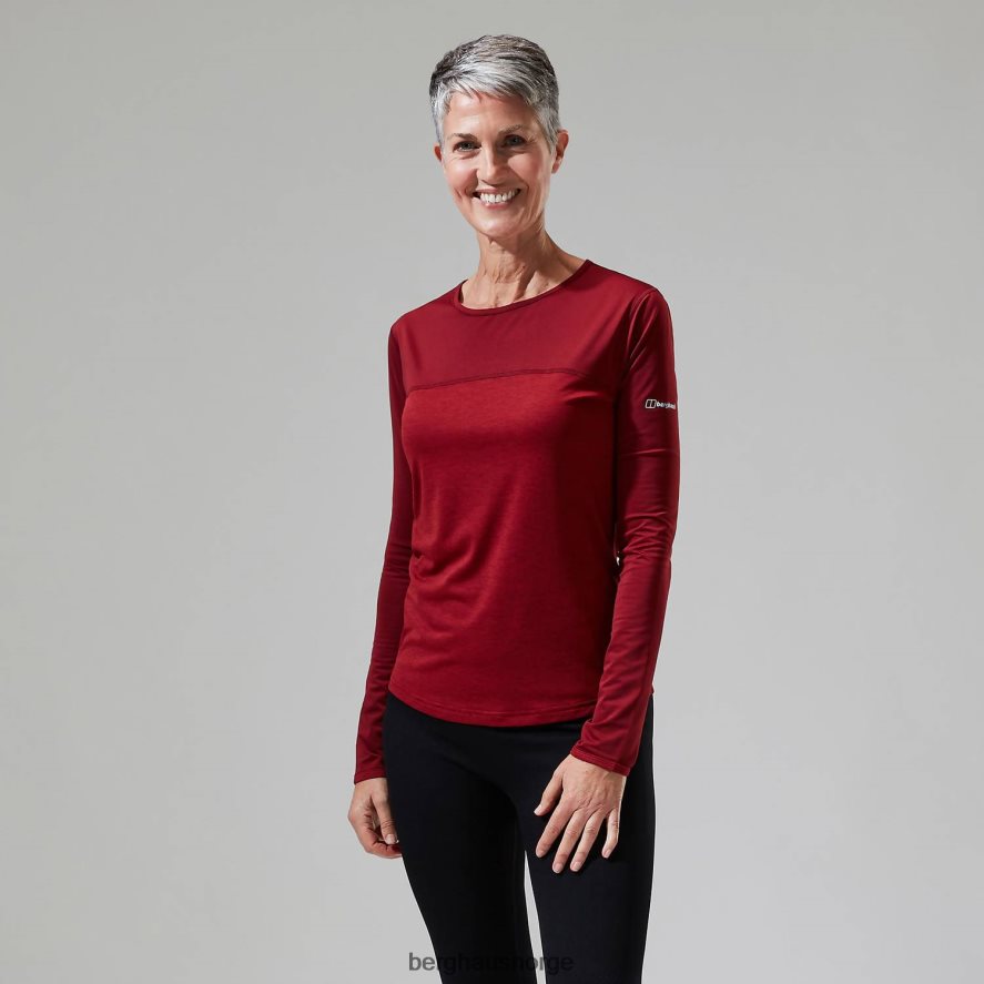 voyager tech tee langermet mannskap Berghaus kvinner rød F262D6511 klær
