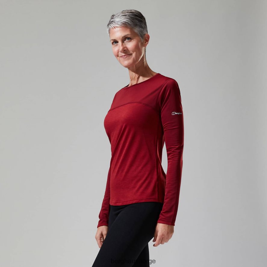 voyager tech tee langermet mannskap Berghaus kvinner rød F262D6511 klær
