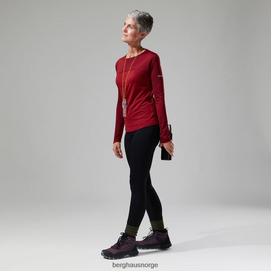 voyager tech tee langermet mannskap Berghaus kvinner rød F262D6511 klær