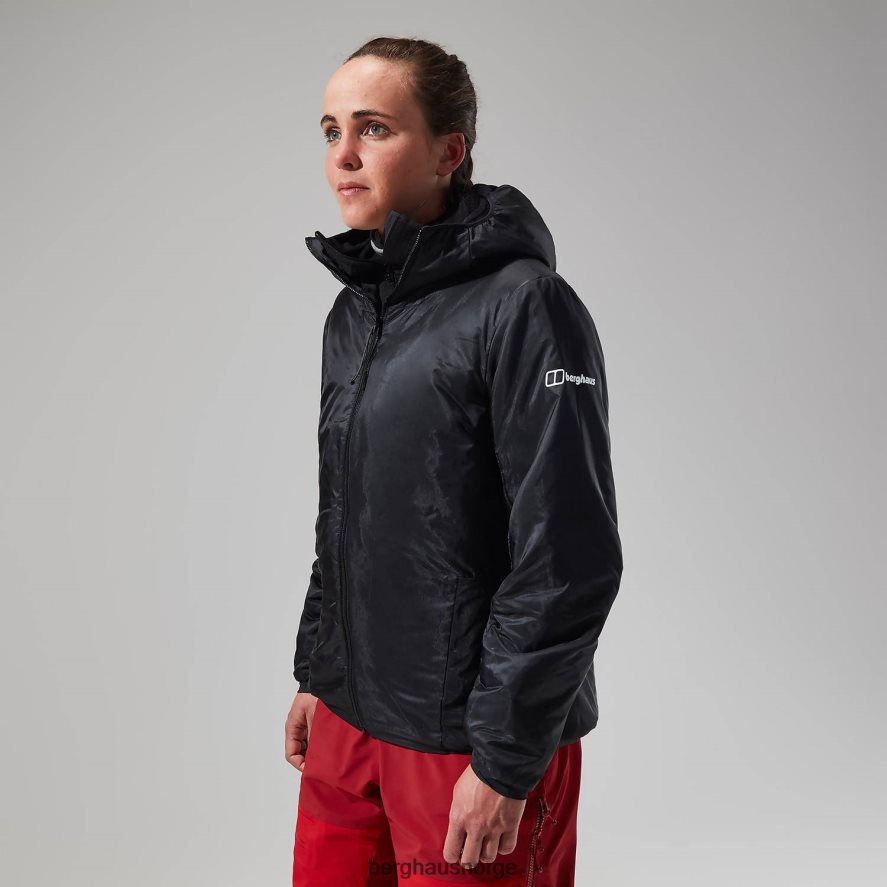 mtn arete lb syntetisk hettegenser Berghaus kvinner kulsort/grå nålestripe F262D6392 klær