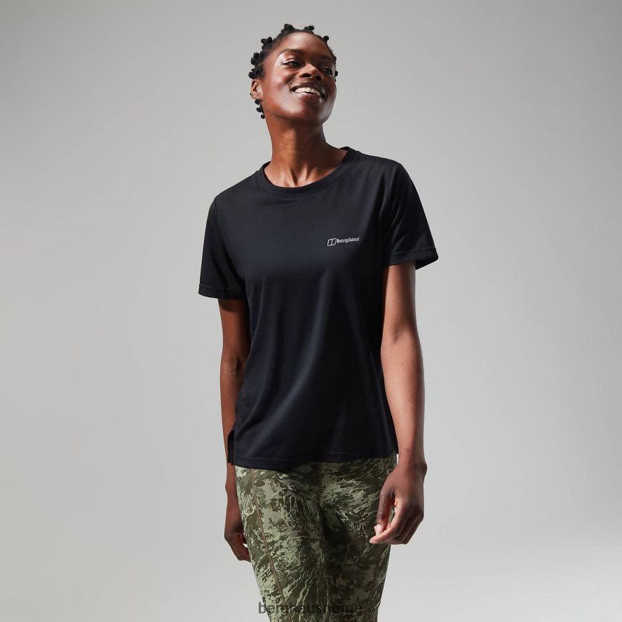 avslappet tech super stretch t-skjorte Berghaus kvinner kulsvart F262D6474 klær