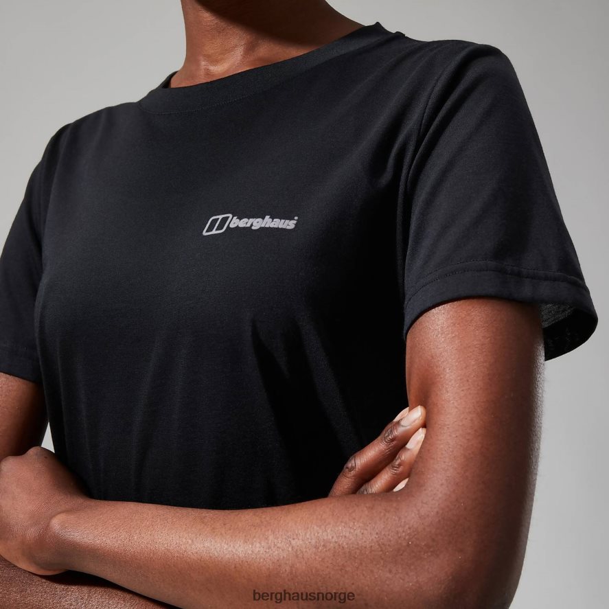 avslappet tech super stretch t-skjorte Berghaus kvinner kulsvart F262D6474 klær