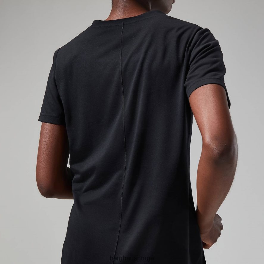 avslappet tech super stretch t-skjorte Berghaus kvinner kulsvart F262D6474 klær
