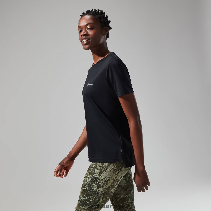 avslappet tech super stretch t-skjorte Berghaus kvinner kulsvart F262D6474 klær