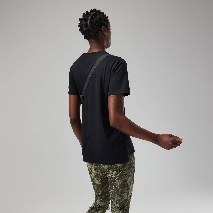 avslappet tech super stretch t-skjorte Berghaus kvinner kulsvart F262D6474 klær