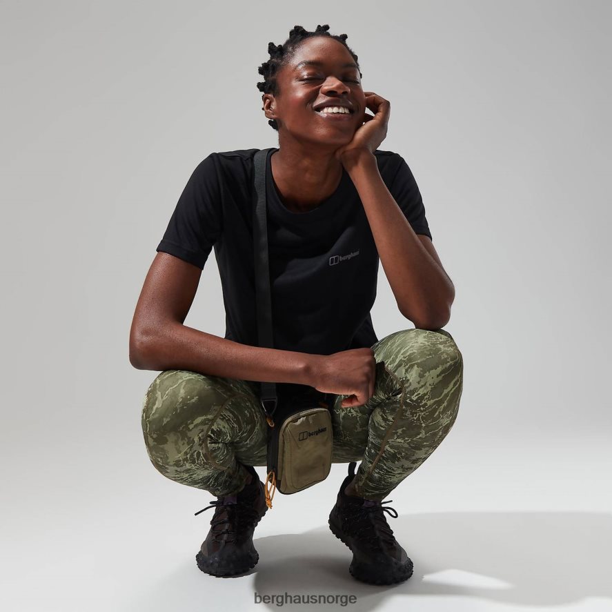 avslappet tech super stretch t-skjorte Berghaus kvinner kulsvart F262D6474 klær