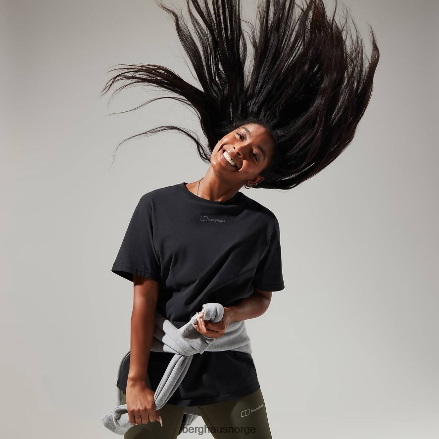 kjærestelogo med kortermet t-skjorte Berghaus kvinner kulsvart F262D6487 klær