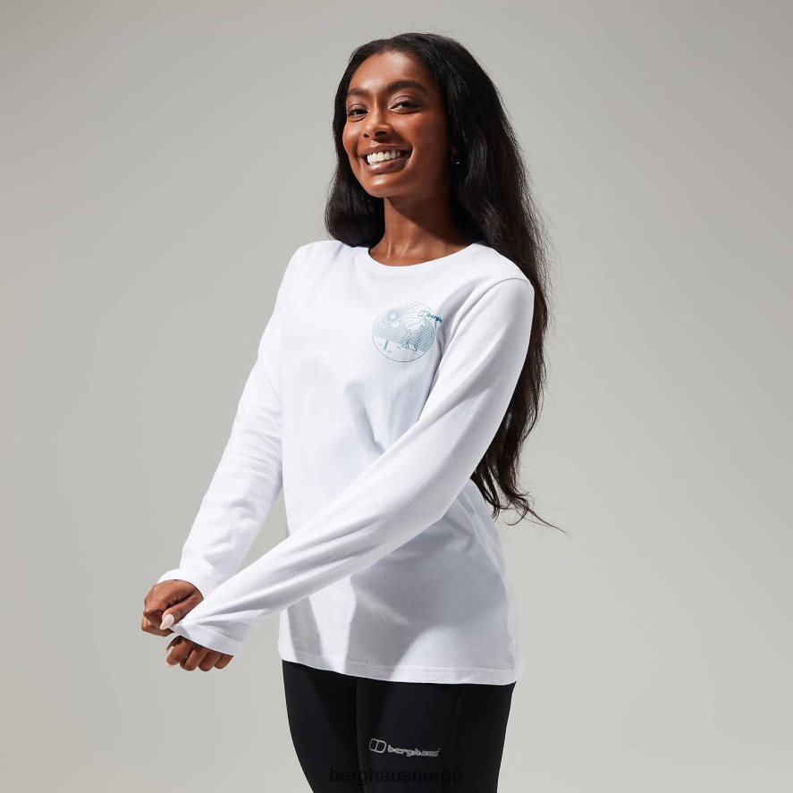 lineær landskap langermet t-skjorte Berghaus kvinner hvit F262D6478 klær