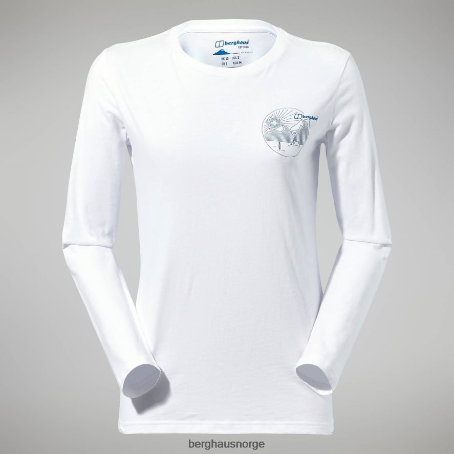 lineær landskap langermet t-skjorte Berghaus kvinner hvit F262D6478 klær