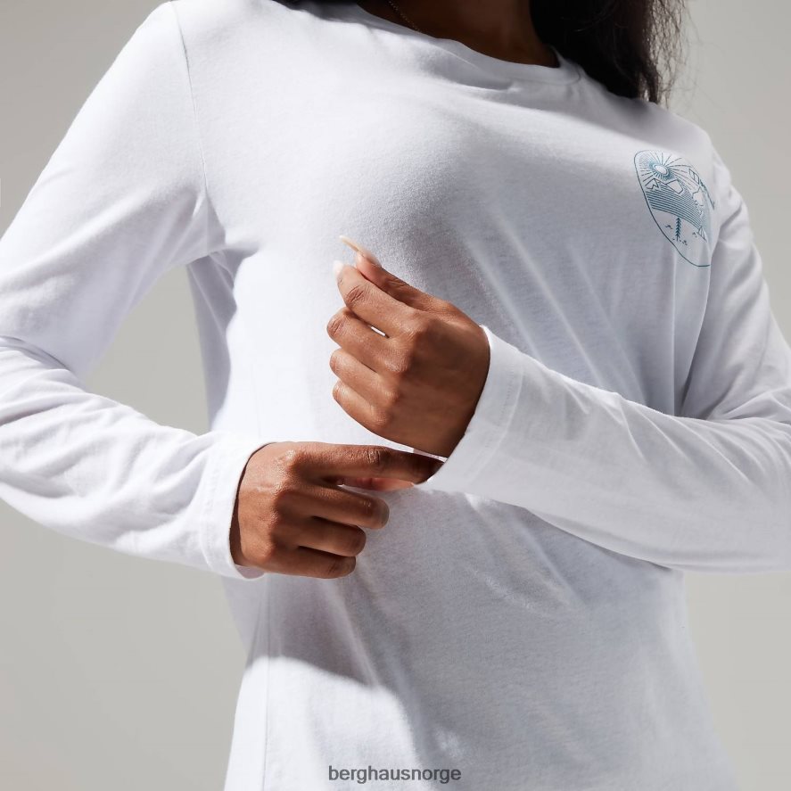 lineær landskap langermet t-skjorte Berghaus kvinner hvit F262D6478 klær