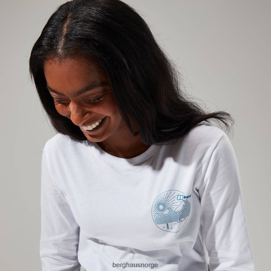 lineær landskap langermet t-skjorte Berghaus kvinner hvit F262D6478 klær