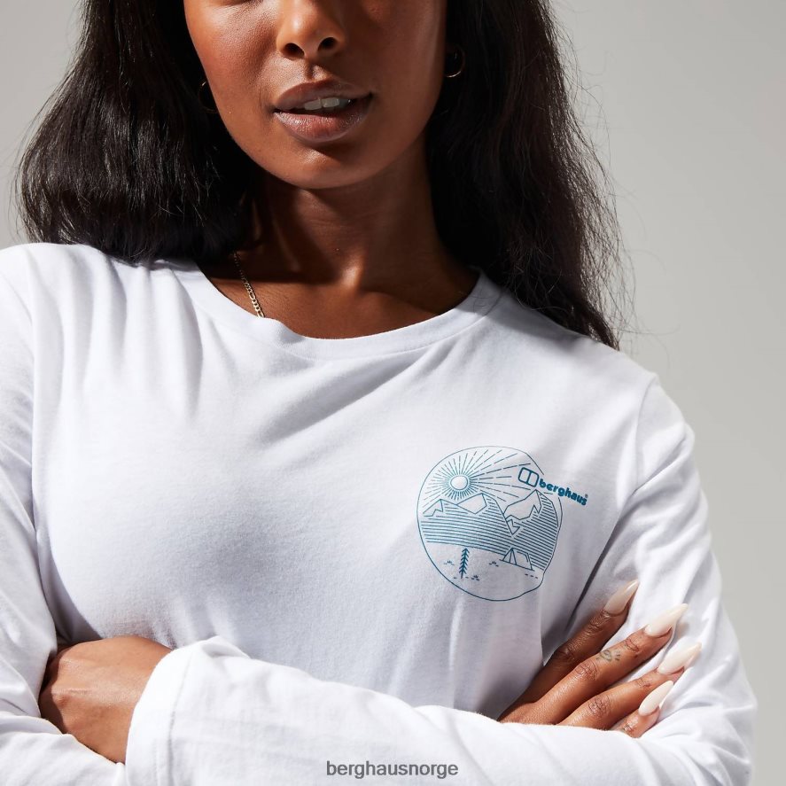 lineær landskap langermet t-skjorte Berghaus kvinner hvit F262D6478 klær