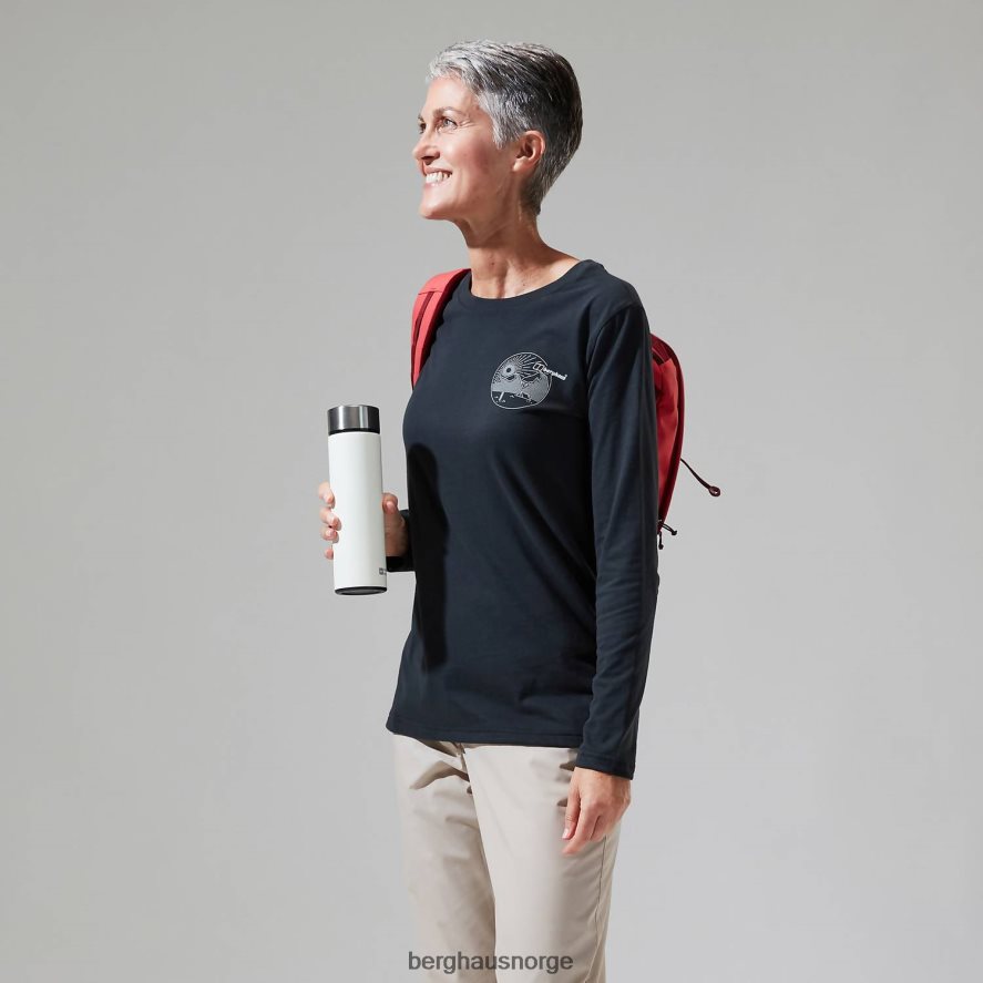 lineær landskap langermet t-skjorte Berghaus kvinner svart F262D6477 klær