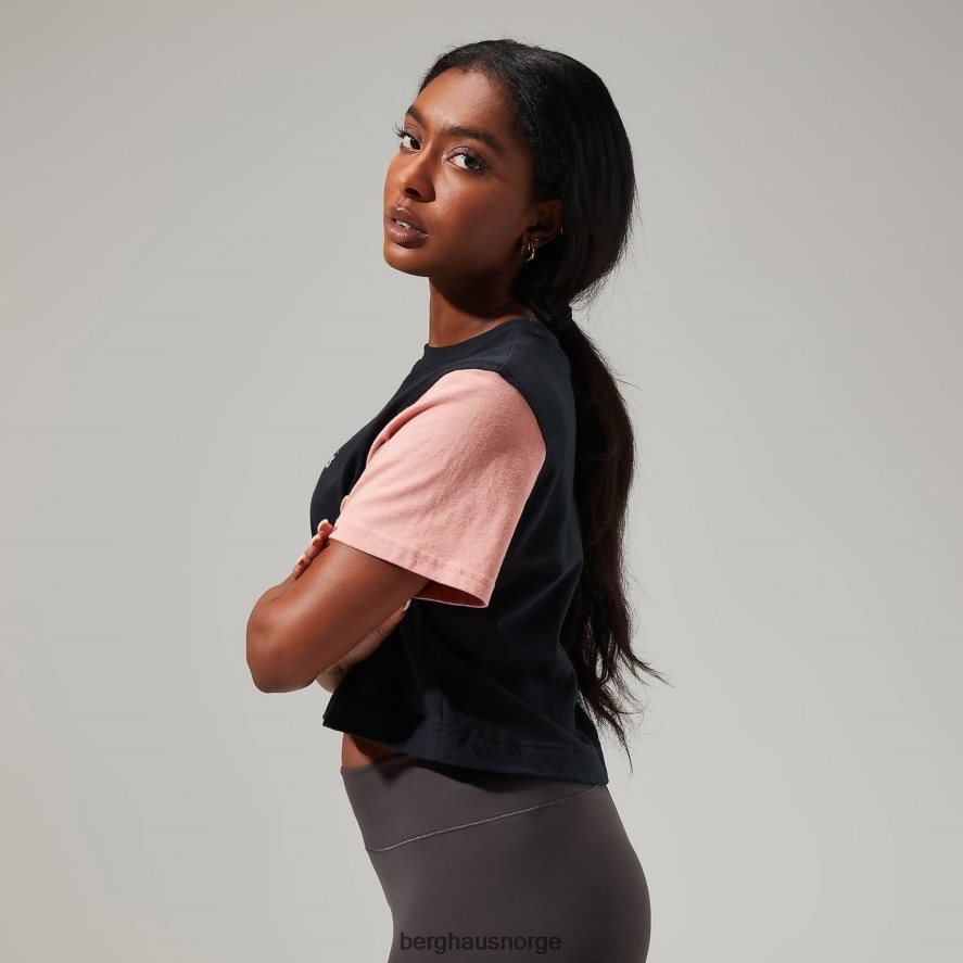urban crop kortermet t-skjorte Berghaus kvinner jet black/syrah/rose dawn F262D6467 klær