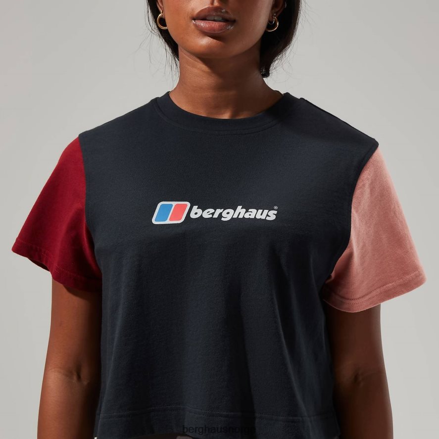 urban crop kortermet t-skjorte Berghaus kvinner jet black/syrah/rose dawn F262D6467 klær