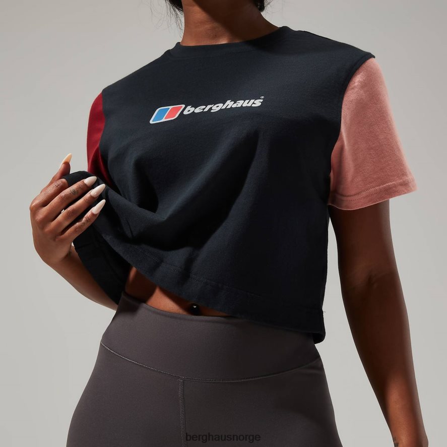 urban crop kortermet t-skjorte Berghaus kvinner jet black/syrah/rose dawn F262D6467 klær