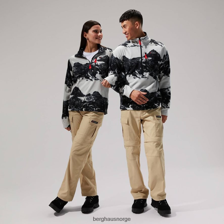 prismetrykk trangofleece med halv glidelås Berghaus menn grå/svart F262D6137 klær