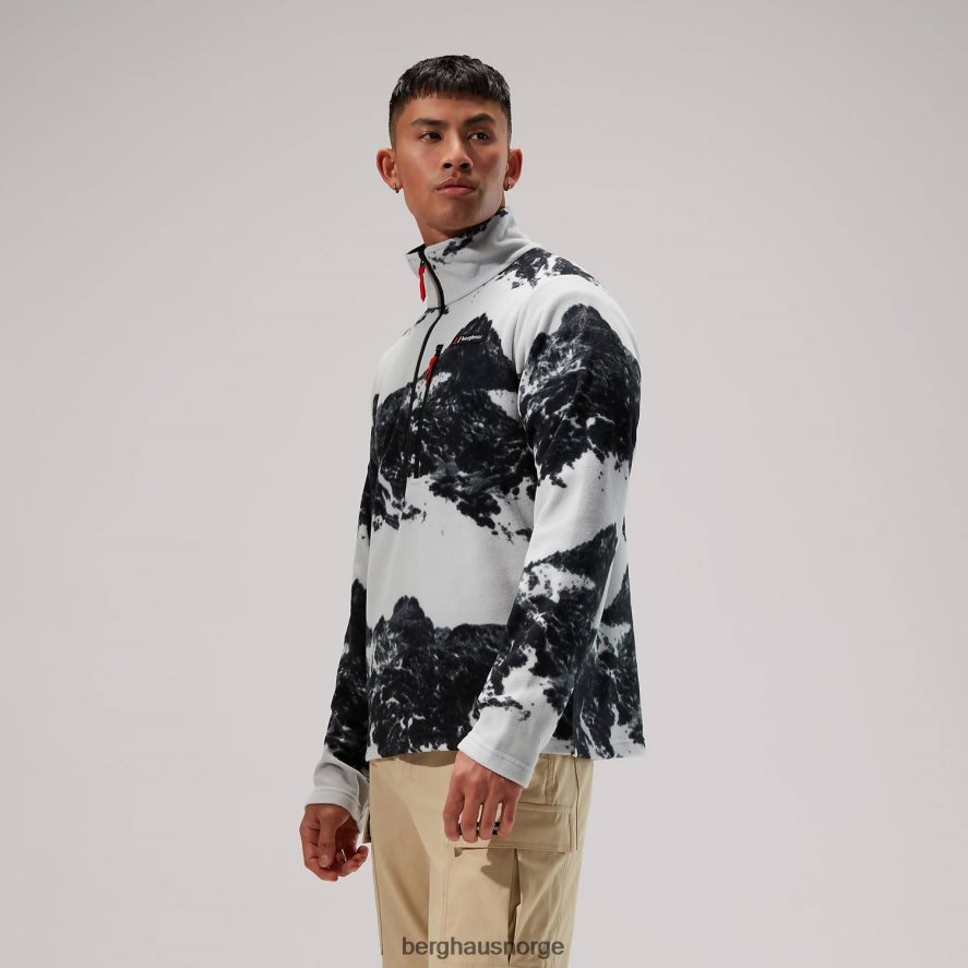 prismetrykk trangofleece med halv glidelås Berghaus menn grå/svart F262D6137 klær