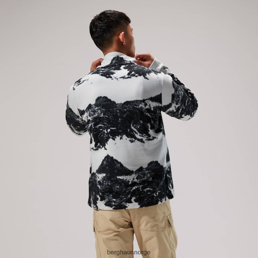 prismetrykk trangofleece med halv glidelås Berghaus menn grå/svart F262D6137 klær