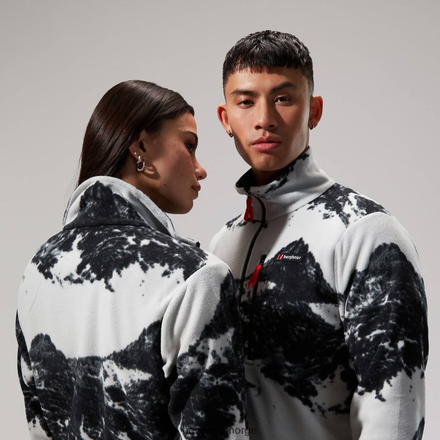 prismetrykk trangofleece med halv glidelås Berghaus menn grå/svart F262D6137 klær