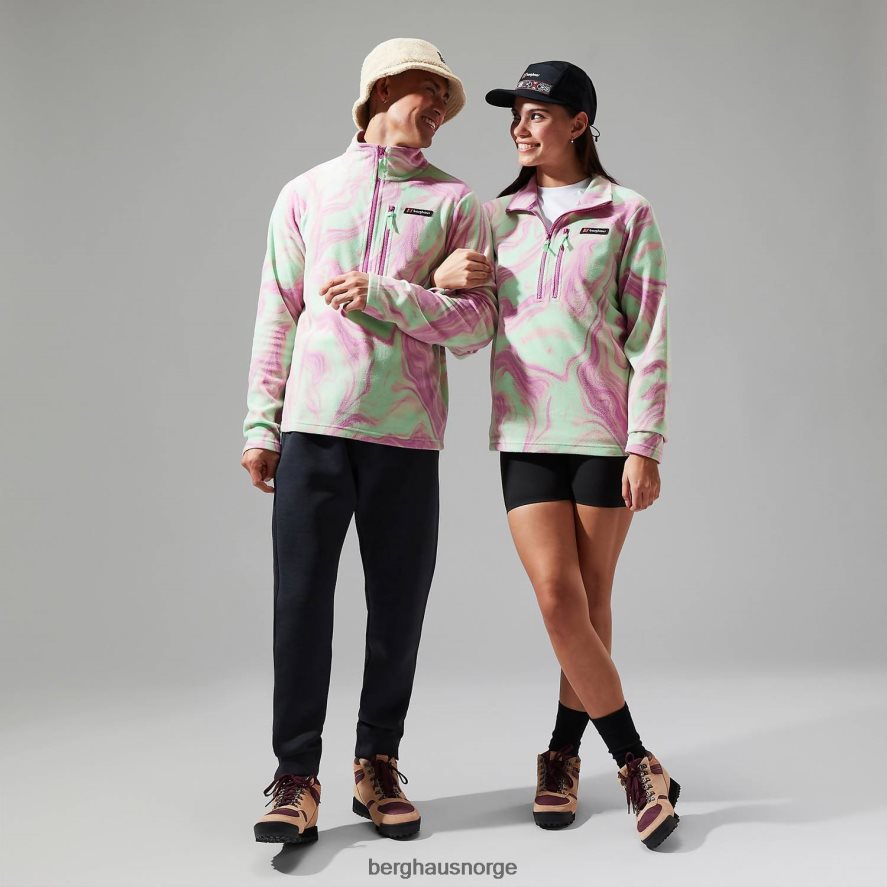 prismetrykt trangofleece med halv glidelås Berghaus menn lilla/lysegrønn F262D6138 klær